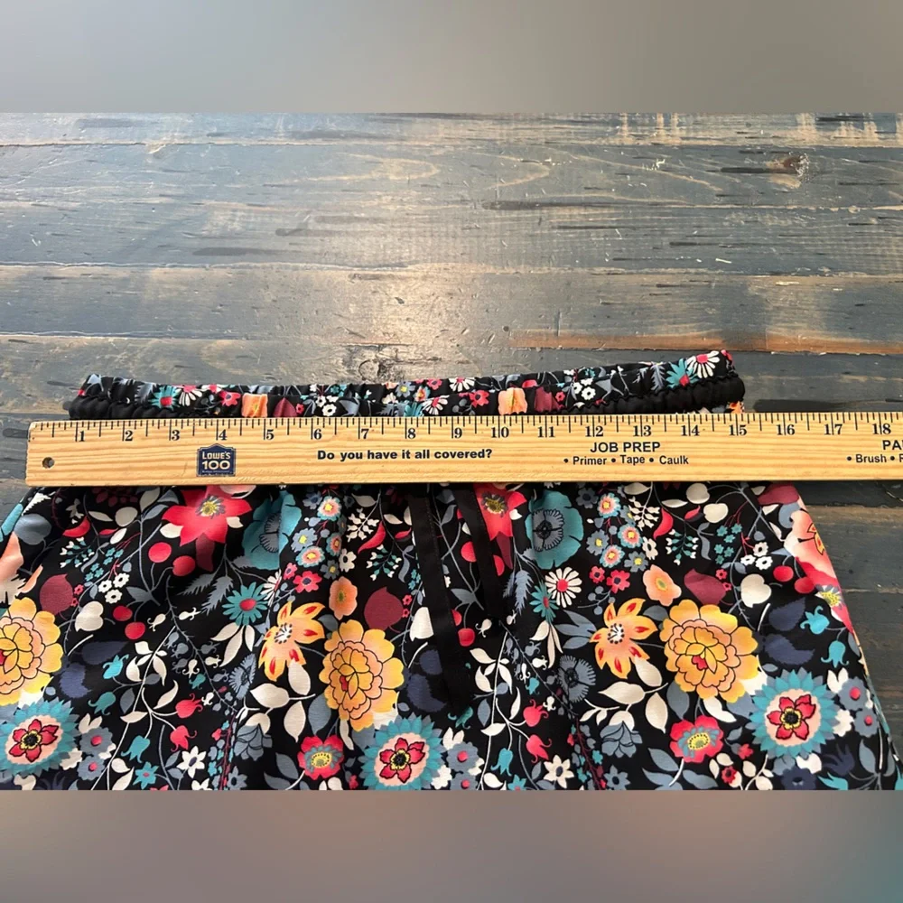 LOFT Black Floral Pencil Skirt with Multicolor Blooms